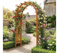 Solid Wood Garden Arch Outdoor Pera for Climbing Plants Wedding Rose Arch for Ceremonies Yellow Color 200x44x258cmPerfect for Weddings & Events.