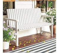 Solid Wood Garden Bench with Weather-Resistant Backrest & Armrests, Seating for 2-3 People, Ideal for Patio, Porch, Park & Outdoor Spaces