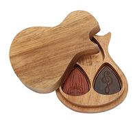 Solid Wood Guitar Pick Box Set Musical Instrument Accessories with 3Pcs Pick for Guitarist Holiday