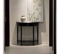 Solid Wood Half Moon Console Table Retro Style Entryway Table with Storage Drawer SemiCircular Accent Table for Living Room Rounded Corners Quiet Floor Pads