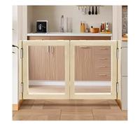 Solid Wood HalfWaist Door with Acrylic PanelAuto Close Swinging Partition Door for Room & Kitchen Light Yellow 120x100cmDurable Hinged Design