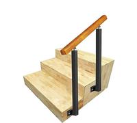 Solid Wood Handrail Fit 1-3 Steps, Front Porch Entrance Stair Railing Adjustable Wrought Iron Grab Rail Safety Support Hand Rail for Outdoor Steps Side Walls (Color : Height 95cm, Size : 120cm/47inc