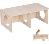 Solid Wood Hideout House for Small Pets Multi-Use Chewable Habitat Guinea Pig Cabin Rat Toy with Private Space for Sleep and Play