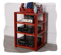 Solid Wood HiFi Rack - 4-Tier Corner Media Stand AV Cabinet Floor-Standing Stereo Storage Shelves for Home Theater & Recording Room (Begonia Finish)