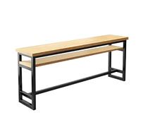 Solid Wood High Top Bar Table - Narrow Pub Counter Height Table with Metal Base for Kitchen Small Living Room Restaurant Coffee Shop - 100x40x105cm (Wood-Double)