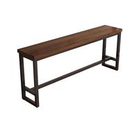 Solid Wood High Top Pub Table - Rectangle Bar Height Dining Table with Steel Legs for Kitchen, Coffee Shop, Restaurant - 200x40cm (78.7x15.7in)