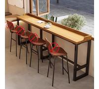 Solid Wood High Top Pub Table with Metal LegsNarrow Bar Counter Height Table for Living Room Dining Room Entryway55.1"x15.7"x41.3" (140x40x105cm)