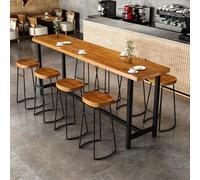 Solid Wood Industrial Bar Table Modern Counter Height Dining Table Rectangular b Table for Kitchen & Dining 55.1in High No Stools IncludedPerfect for Home Bars