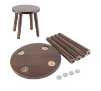 Solid Wood Kids Stool Multi-Purpose Round Foot Stool for Children Assembled Walnut Color Small Sitting Stool Wooden Milking Stool for Home Use
