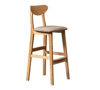 Solid Wood Kitchen Counter Stools with Footrest, PU Leather Seat, Bei - 28.7in Bar Chairs for Living Room, Coffee Shop, Restaurant, Island Fur - 1 Piece