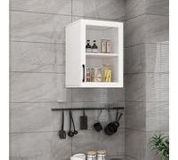 Solid Wood Kitchen Wall Cabinet, Glass Door Display Bookcase, Wine Cabinet and Spice Rack, Over the Toilet Storage Solution