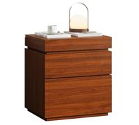 Solid Wood Laminated Nightstand,Nightstand with Hidden Storage,Sliding Lid Drawers,Three Drawer Design,Sturdy and Durable,No Easy Deformation,for the Bedroom(Dark walnut)