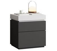Solid Wood Laminated Nightstand,Nightstand with Hidden Storage,Sliding Lid Drawers,Three Drawer Design,Sturdy and Durable,No Easy Deformation,for the Bedroom(White+black)