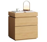 Solid Wood Laminated Nightstand,Nightstand with Hidden Storage,Sliding Lid Drawers,Three Drawer Design,Sturdy and Durable,No Easy Deformation,for the Bedroom(Natural wood)