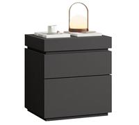 Solid Wood Laminated Nightstand,Nightstand with Hidden Storage,Sliding Lid Drawers,Three Drawer Design,Sturdy and Durable,No Easy Deformation,for the Bedroom(Black)