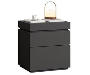 Solid Wood Laminated Nightstand,Nightstand with Hidden Storage,Sliding Lid Drawers,Three Drawer Design,Sturdy and Durable,No Easy Deformation,for the Bedroom(Black)