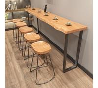 Solid Wood Live Edge Dining Table Modern Counter Height Bar Table 200cm Kitchen & Dining Table Stylish No Stools Design Perfect for Contemporary Spaces