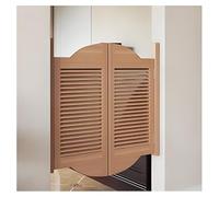 Solid Wood Louvered Cafe Swinging Doors with Hinges Auto-Close Saloon Style for Kitchen Bar Porch Hallway - Varnished Premade Entrance Partition (W90xH70cm)