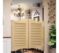 Solid Wood Louvered Sa Swing Door - Double Act Pine, Auto Close Half Waist Design, Includes Hins & Hardware, 90cm Height x 110cm Width, Perfect for Home Bars & Reurants