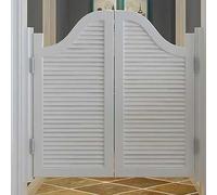 Solid Wood Louvered Saloon Doors Swing Door with Hinges Home Decor Entrance Partition for Kitchen Bar Counter White 80x80cm