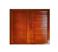 Solid Wood Louvered Swing Door with Metal Hinges, Automatic Closure for Indoor Café, Garden, and Patio