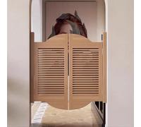 Solid Wood Louvered Swinging Saloon Doors with Hinges, Space-Saving Entrance Partition for Hallway Kitchen Bar