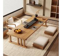 Solid Wood Low Profile Coffee Table for Living Room - Spacious 39.4"x19.7" Desktop, Heavy-Duty Design, Perfect for Bay Windows, 100x50x35cm