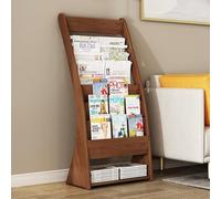 Solid Wood Magazine Rack Floor Stand - Rustic Multi-Purpose Display for Brochures, Books, Newspapers - Heavy Duty Countertop Holder with Anti-Slip Base for Living Room, Office