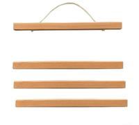 Solid Wood Magnetic Poster Hanger, Teak Wood Frame for Wall Art Display, 11cm & 43cm Scroll Holder with Leather Rope, Rustic Home Decor, 4 Pack(43cm)
