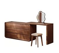 Solid Wood Makeup Table ty Dresser - Stylish Half-Corner Design with Spacious Storage Cabinet for Bedroom & Dressing Room - Elegant and Functional Furniture