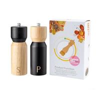Solid Wood Manual Grinder for Peppercorns and Sea Salt with Construction, Responsive Grinding, and Space-Saving Form Factor (B)