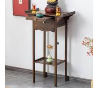 Solid Wood Meditation Table with Pull-Out Storage Board, Prayer Bench for Home and Office