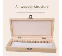 Solid Wood Microscope Slide Organizers Case Metal Buckle Designing Holds 50PCS Prepared Specimens Biology Glass Slides Microscope Accessories Wooden Slide Box