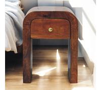 Solid Wood Mini Darcy Nightstand with Curved Edges, Spacious Drawer, Hand-finished Cabinet for Living Room, 30L x 30W x 40H cm, Dark Brown Aosom UK