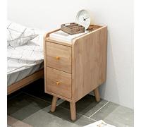 Solid Wood Minimalist Bedside Table with 2 Drawers, Vintage Ultra-Narrow Design, Perfect for Small Bedrooms Craftsmanship, Stylish Decor Piece