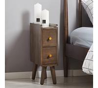 Solid Wood Minimalist Bedside Table with 2 Drawers, Vintage Ultra-Narrow Design, Perfect for Small Bedrooms Craftsmanship, Stylish Decor Piece