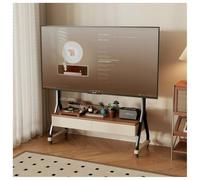 Solid Wood Mobile TV Stand With Storage, Rolling TV Console With Wheels For Living Room, Height Adjustable Floor TV Mount With Shelf For 40-85 Inch TVs(White)