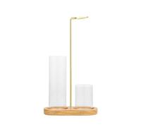 Solid Wood Modern 8 Shaped Incense Burner with Glass Aromatherapy Tray and Rubber Wood Base for Sandalwood Agarwood Sticks (A, One Size)