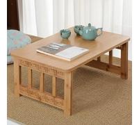 Solid Wood Modern Farmhouse Coffee Table with Foldable Design and Spacious Desktop Stable Structure Rounded Corners Easy to Clean Natural Finish (80X48X45cm)