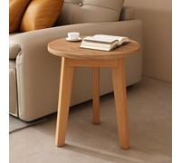 Solid Wood Modern Simple Single Layer Small Round Table - Multi-Function End/Coffee/Sofa Side/Night Stand/Corner Table for Living Room & Balcony