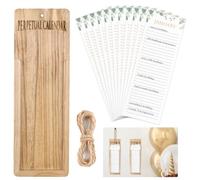 Solid Wood Monthly Wall Calendar Planner for Important Dates 36x12cm Perpetual Birthday Calendar Celebration Reminder Board Nail & String Hanging For Record Birthdays Anniversaries Special Days