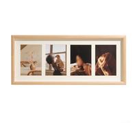 Solid Wood Multi-Aperture Photo Frame for Displaying 4 Photos, 27.2 x 37.2 cm, Natural Timber Finish, Home Décor Wall Art for Living Room, Bedroom or Office