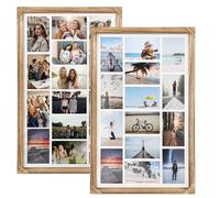Solid Wood, Multi Large Aperture Photo Picture Frame, Versatile Collage Display with Durable Transparent Board, Wall or Tabletop Decor, Holds 14 Photos 6"x4", Set of 2(Carbonized Black)
