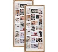 Solid Wood, Multi Large Aperture Photo Picture Frame, Versatile Collage Display with Durable Transparent Board, Wall or Tabletop Decor, Holds 20 Photos 6"x4", Set of 2(Carbonized Black)