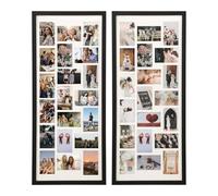 Solid Wood, Multi Large Aperture Photo Picture Frame, Versatile Collage Display with Durable Transparent Board, Wall or Tabletop Decor, Holds 20 Photos 6"x4", Set of 2(Black)