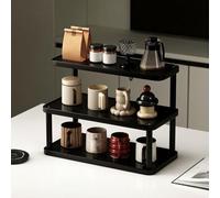 Solid Wood Multi Layer Coffee Mug Display Rack Stepped Cup Holder for Kitchen Office & Living Room Space Saving Storage Shelf (15.7x5.3x10.6 in)
