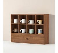 Solid Wood Multi-Layer Coffee Mug Holder with Drawer, Countertop Tea Cup Display Rack for Kitchen and Coffee Bar, Desktop Shelf for Mugs, Tea Cups(Walnut wood color,45*17*60cm/17.7*6.7*23.6in)