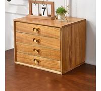 Solid Wood Multi-Layer Desktop Drawer Organizer - Elegant Storage Solution for Office and Home Workspace(Wood Yellow,4 layer)