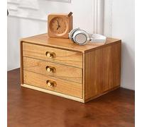 Solid Wood Multi-Layer Desktop Drawer Organizer - Elegant Storage Solution for Office and Home Workspace(Wood Yellow,3 layer)