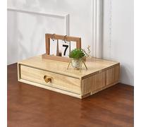 Solid Wood Multi-Layer Desktop Drawer Organizer - Elegant Storage Solution for Office and Home Workspace(Wood Color,1 layer)
